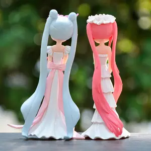 モダンスタイルの花婿の花嫁3D人形の女の子プリンセスフィギュア恋人ミニチュアクラフト装飾置物ケーキ結婚式のデスクトップの装飾