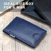 Dompet Pria Lipat Panjang Minimalis Ukuran Besar Anti-RFID dengan Lapisan Kulit Imitasi Murah, Serat Karbon Custom, dan Lapisan Nilon