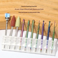 Ensemble de 10 embouts de ponceuse à ongles en acier au tungstène plaqué couleur de haute qualité, outils de polissage et de ponçage des cuticules en diamant