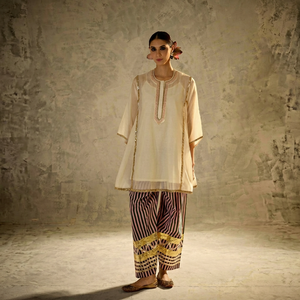 Conjunto de Túnica y Pantalones Palazzo Estampados de la India y Pakistán para Mujer, Atuendo Étnico, Ropa Casual Festiva - Product Image 1