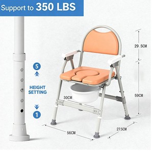 Silla de Inodoro Plegable con Asiento y Respaldo Acolchados para Uso Doméstico en Ancianos LM620 - Product Image 3