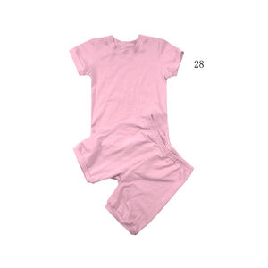 Conjunto de 2 piezas de camiseta y pantalones cortos elásticos de algodón beige para niños y niñas, estilo motero, para niños - Product Image 2