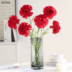 <span class=keywords><strong>Feuilles</strong></span> en plastique à longue tige de fleurs délicates faites à la main pour la fête des mères oeillet en soie artificielle - Product Image 4