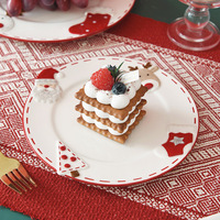 Assiette à dessert et à dîner en porcelaine, grande, en relief, écologique, style nordique, adorable Père Noël