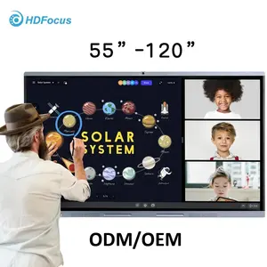 Hdfocus placa digital interativa de 75 polegadas 4k, placa branca eletrônica, display digital inteligente e interativo
