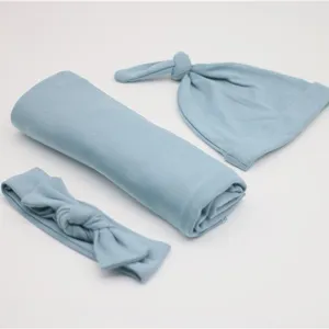 Вязаное одеяло ручной работы, одеяла из 100% органического хлопка с повязкой на голову и шапкой, подарочный набор, хлопковое вязаное крючком одеяло для новорожденных девочек