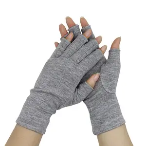 Half Finger Therapeutic Hand Bamboo Fiber Compression Anti Arthritis Gloves For Rheumatoid Osteoarthritis