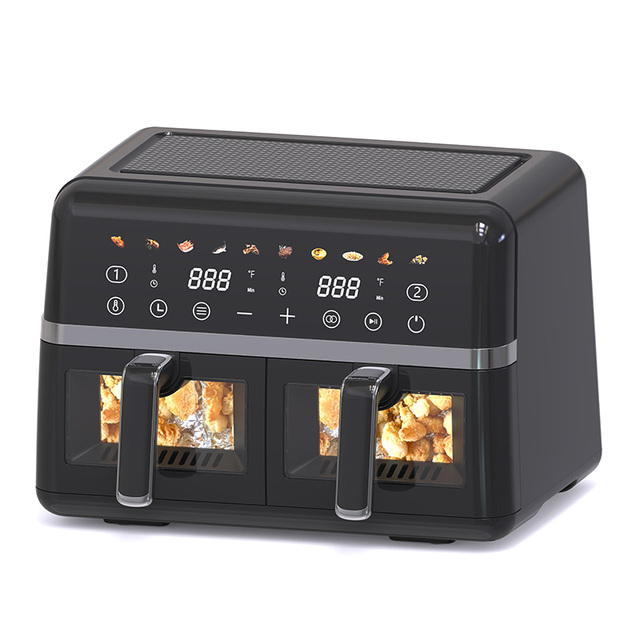 9L Stainless Steel Large Capacity Air Fryer Multifunction Electric Air Fryer with Dual Basket