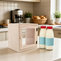 Armoire murale rustique en bois avec porte vitrée, petite boîte de rangement suspendue pour bouteilles de lait et courrier, décoration de porche extérieur