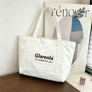 Factory Supply High Quality Canvas Shopping <b>Bag</b> Letter <b>Medium</b> Size Shoulder Length Handle Private Custom Print Cross-border - Product Image 1