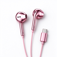 Écouteurs filaires Type-C Chrome Gold, écouteurs filaires Type C Chrome, écouteurs intra-auriculaires plaqués Chrome, écouteurs Chrome Rose