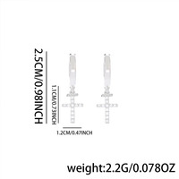 Pendientes de Aro con Doble Cruz Plateada y Circonitas, Joyería Gótica para Mujer
