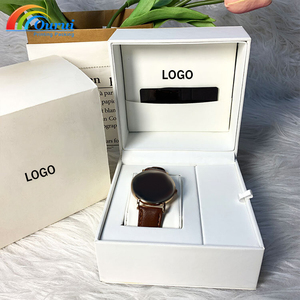 Boîte à montre en cuir PU, vente en gros d'usine, avec logo argenté personnalisable, coussin doux pour montre à l'intérieur, luxe, pour une seule montre - Product Image 1