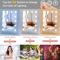 Meja rias kosmetik putih Desktop 12 lampu dapat diredupkan 3 mode pencahayaan rias Led dengan penyimpanan lampu cermin rias wajah