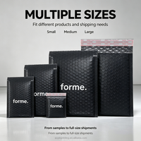 Enveloppes matelassées noires mates à bulles, sacs d'expédition auto-adhésifs, enveloppes rembourrées imperméables, logo personnalisé imprimé, fermeture à adhérence forte