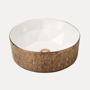 Lavabo moderne <span class=keywords><strong>CORONIS</strong></span> à poser sur comptoir, en céramique, finition or électrolytique, résistant aux rayures, facile à nettoyer, 9L - Product Image 3