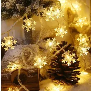 Рождественская гирлянда со снежинками, гирлянда для праздника, свадьбы, рождественской елки, новогодние садовые украшения