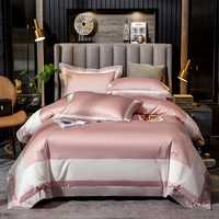 Haut de gamme luxe maison chambre 100% coton couleur correspondant housse de couette taie d'oreiller linge de lit 4 pièces ensemble de literie