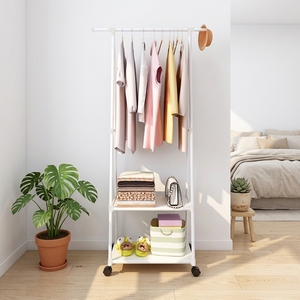 <span class=keywords><strong>Perchero</strong></span> móvil al por mayor con 2 estantes de almacenamiento, ruedas bloqueables, <span class=keywords><strong>perchero</strong></span> metálico de varias capas para dormitorio - Product Image 1