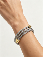 Vente en gros directe d'usine, en stock, bracelet double couche en acier inoxydable 316L style câble pour femmes