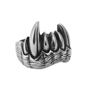 Anillo con Forma de Colmillo de Animal, Acero Inoxidable, Estilo Punk para Hombre, Joyería para Fiesta, Plateado 01 213002 - Product Image 4