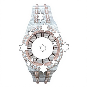 Montre automatique de luxe sportive en acier inoxydable avec bracelet entièrement serti de moissanite, trois montres hip-hop en moissanite - Product Image 1