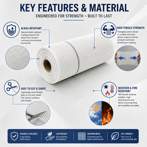 Modern Style Construction Nets Wall Fiberglass Wire <b>Mesh</b> <b>Screen</b> Alkali-Resistant Fabric Fiberglass <b>Mesh</b> Net for Construction - Product Image 6