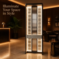 Cloison en verre cannelé lumineuse LED de luxe léger, séparateur de pièce en acier inoxydable pour entrée, taille personnalisée