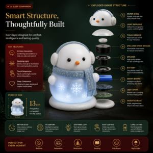 XDT Poupée en peluche intelligente AI Bonhomme de neige multi-positions en ABS, avec fonctions de lancer, de couchage, de câlin et de ronflement, intégrant le support ChatGPT, OEM ODM 51 99cm - Product Image 4