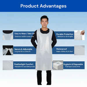 Delantal de PE desechable para restaurante, delantal impermeable de un solo uso para personal de cocina y preparación profesional de alimentos - Product Image 3