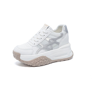 Baskets compensées pour femmes 2026, légères et respirantes en maille, en cuir véritable, confortables, avec semelle épaisse de 9 cm - Product Image 1