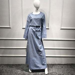 Neues Modisches Damen Freizeitkleid in Übergröße, Elegantes, Lockeres, Langärmeliges Abaya-Kleid mit Taillenband und Streifen für Club oder als muslimische Kleidung - Product Image 6