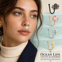 Faux piercing de nez à clipser sur le thème de l'océan, pieuvre noire et méduse en forme de U, bijou corporel