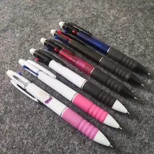Custom promotional plastic multi functional 2 color ball pen with mechanical pencil