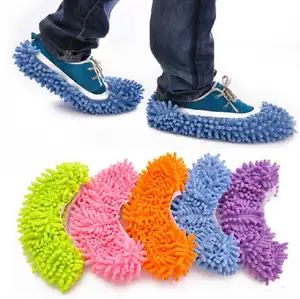 Home Cleaning Tools Reusable Microfiber Floor Washable Dust Slippers For Car shoes Cleaning Covers for floor Chenille Mop Pads