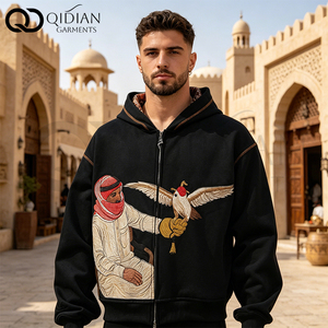 <span class=keywords><strong>Felpa</strong></span> <span class=keywords><strong>con</strong></span> <span class=keywords><strong>Cappuccio</strong></span> Personalizzata OEM <span class=keywords><strong>con</strong></span> Ricamo Intricato a Tema Falcostruzzatore Arabo, Streetwear Pesante Oversize da <span class=keywords><strong>Uomo</strong></span> - Product Image 2