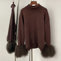 OFTBUY – Haut ample élégant pour femme, pull en laine de Mongolie douce et unie, chemisier tissé à épaules tombantes, manches tricotées chaudes, style décontracté