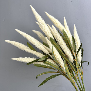 Nuovo Fiore Artificiale Singolo 65CM in Salvia Bianca e Verde, Erba Sintetica Effetto Floccato, Colore Autunnale per Decorazioni di Matrimoni, Casa, Hotel e Feste - Product Image 1