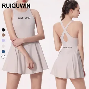 Ruiquwin - Vestido de treino para mulheres com bolsos, saia de golfe e tênis com forro interno, shorts com bolso lateral, ideal para treino de golfe