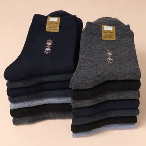 Men's Knee High <b>Socks</b> Polyester Fiber Sweat Absorbent Regular Style For Middle Aged Casual Business Use - Product Image 1