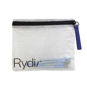 Özelleştirilmiş şeffaf su geçirmez plastik PVC örgü kırtasiye kalem kalem fermuar kılıf çanta