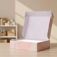 Boîtes d'expédition pour vêtements en carton ondulé biodégradable et recyclé, avec logo de marque personnalisé en relief, couleur rose, emballage pour envoi postal