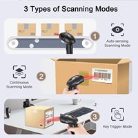 Escáner de Código de Barras de Mano para Supermercado EVAWGIB Serie 08 1D y 2D, Lector de Códigos de Barras QR, Bluetooth, Inalámbrico 2.4G e Interfaz USB con Cable