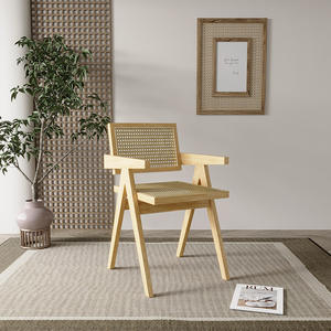 Silla de Comedor Moderna Nórdica de Madera Maciza con Respaldo de Ratán, Ligera, Duradera, Diseño en Forma de K, para Restaurante, Exterior, Villa - Product Image 5