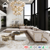 Ensemble de canapés de luxe haut de gamme de style italien moderne et élégant en tissu velours, mobilier de salon sectionnel pour projets de villas et de manoirs