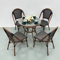 Ensemble de table et de chaises de salle à manger en aluminium moderne pour usage commercial, extérieur et salon, meubles en métal durables