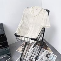 Chemise habillée personnalisée, décontractée à col boutonné - Design col cubain, chemise unie vintage perlée respirante à manches courtes pour homme