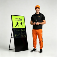 Kiosque publicitaire sur pied pour centre commercial, modèle A-Frame, 43, 50, 55, 65 pouces, équipement publicitaire intérieur Android avec verre trempé