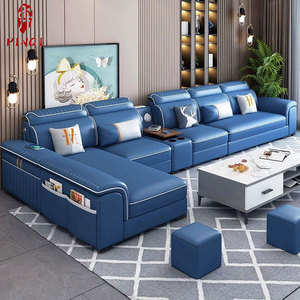 Set di Divani in Tessuto per <span class=keywords><strong>Soggiorno</strong></span> in Varie Misure, Divano a U Multifunzionale con Chaise Longue in Lattice, Tessuto Tecnico Anti-macchia per un <span class=keywords><strong>Soggiorno</strong></span> Semplice - Product Image 4