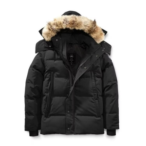 Giacca Parka da <span class=keywords><strong>Uomo</strong></span> Nera Personalizzata di Ottima Qualità all'Ingrosso, Giubbotto Invernale Spesso in Piuma d'Anatra <span class=keywords><strong>con</strong></span> <span class=keywords><strong>Collo</strong></span> in <span class=keywords><strong>Pelliccia</strong></span> - Product Image 1